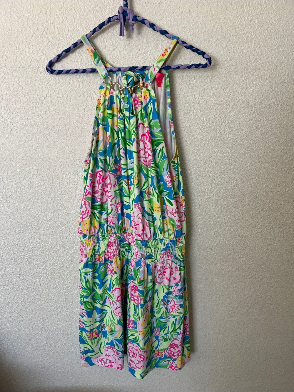 Lilly Pulitzer Multi‑Color Braided Halter Romper NWOT size Sm